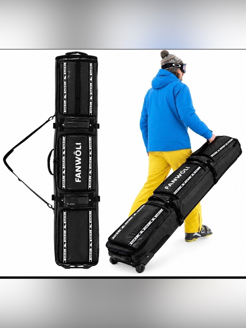 Expandable Snowboard Bag with Wheels, Full Padded Double Ski Bags for Air Travel